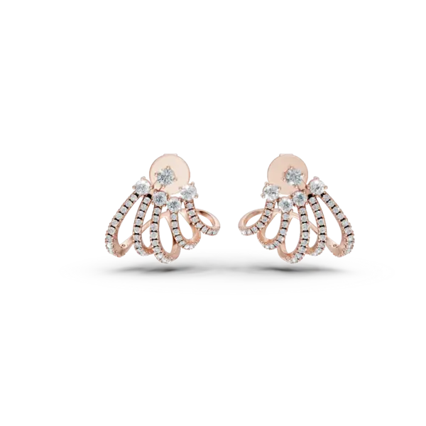Cercei geometrici din aur roz cu diamante de 0.4ct