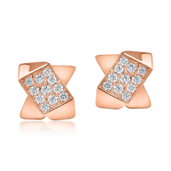 Cercei geometrici din aur roz cu diamante de 0.5ct