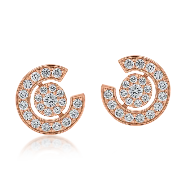 Cercei geometrici din aur roz cu diamante de 0.9ct
