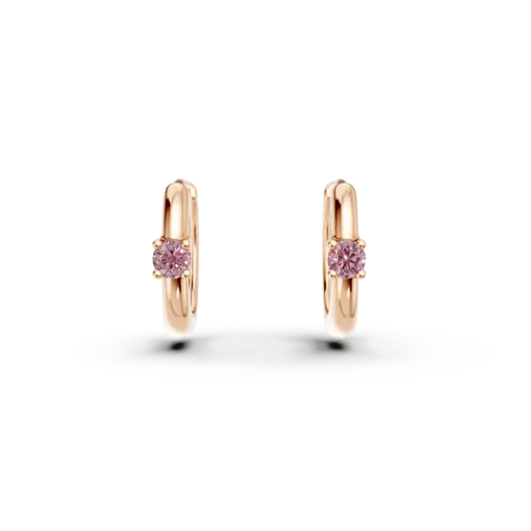 Cercei hoop din aur roz cu safire roz de 0.1ct pentru copii