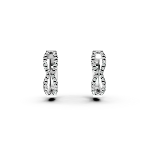 Cercei infinit din aur alb cu diamante de 0.15ct
