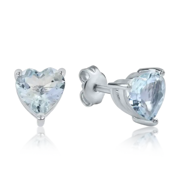 Cercei inimi din aur alb cu acvamarine heart de 1.9ct