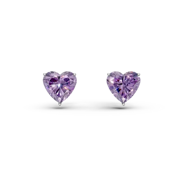 Cercei inimi din aur alb cu ametiste heart de 2.4ct