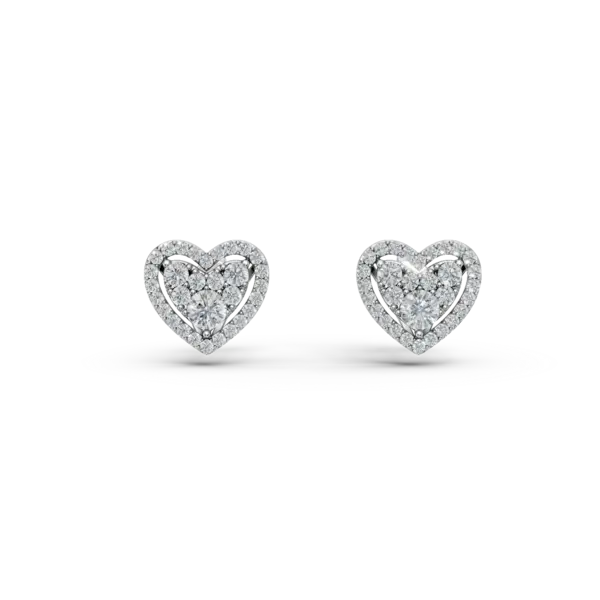 Cercei inimioare din aur alb cu diamante de 0.5ct