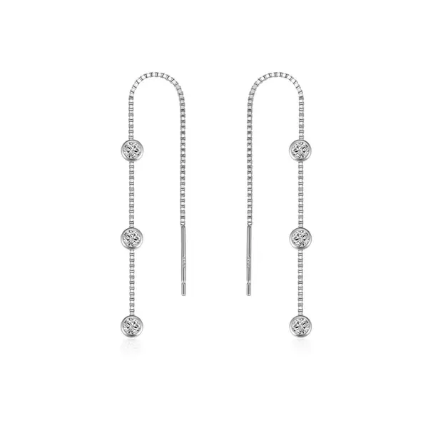 Cercei lungi argint 925, JW1072, model cu zirconiu, placati cu rodiu