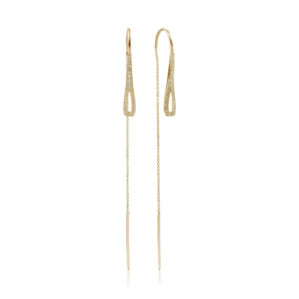 Cercei lungi din aur galben cu diamante de 0.2ct