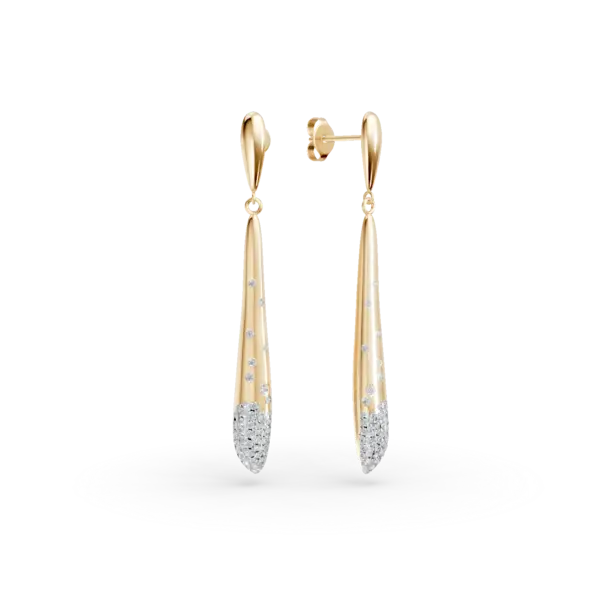 Cercei lungi din aur galben cu diamante de 0.5ct