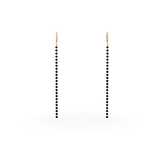 Cercei lungi din aur roz cu diamante negre de 2.5ct