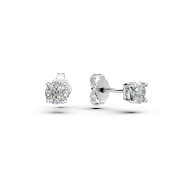 Cercei minimalisti din aur alb cu zirconia solitaire