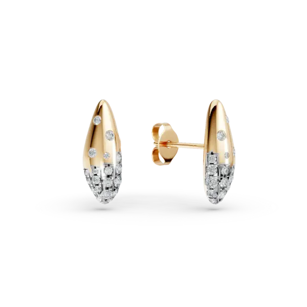 Cercei minimalisti din aur galben cu diamante de 0.5ct