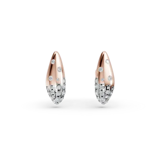 Cercei minimalisti din aur roz cu diamante de 0.48ct