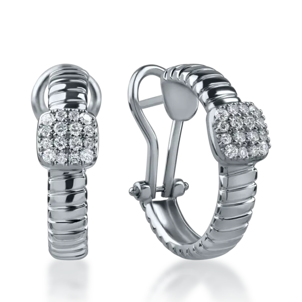 Cercei on-ear din aur alb cu diamante de 0.32ct