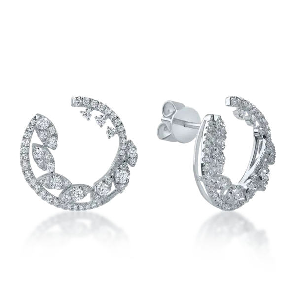 Cercei on ear din aur alb cu diamante de 1.1ct