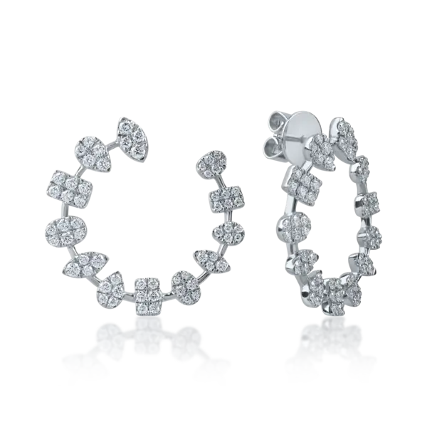 Cercei on ear din aur alb cu diamante de 1.1ct