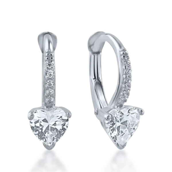 Cercei on-ear din aur alb cu zirconia