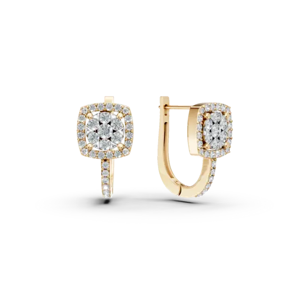 Cercei on-ear din aur galben cu diamante de 0.5ct