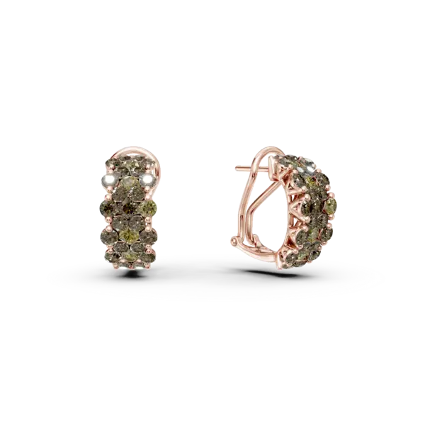 Cercei on-ear din aur galben cu diamante multicolore de 1.7ct