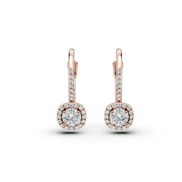 Cercei on-ear din aur roz cu zirconia
