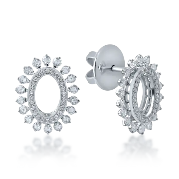 Cercei ovali din aur alb cu diamante de 1.05ct