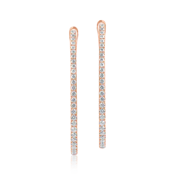 Cercei ovali din aur roz cu diamante de 1.3ct