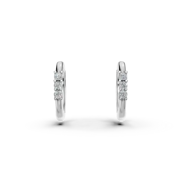 Cercei pentru copii din aur alb cu diamante de 0.054ct