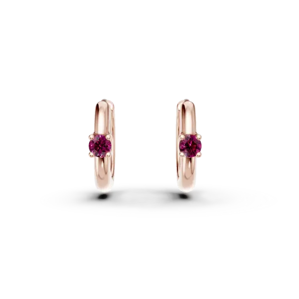 Cercei pentru copii din aur roz cu rubine de 0.138ct