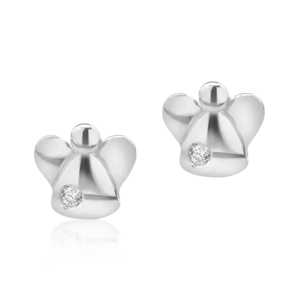 Cercei pentru copii ingeras din aur alb cu diamante de 0.04ct