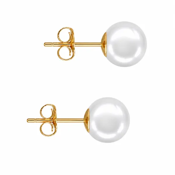 Cercei Perle Akoya Japoneze 7,5-8 mm, Aur Galben 14K, Tip surub - Calitate AAAA KASKADDA