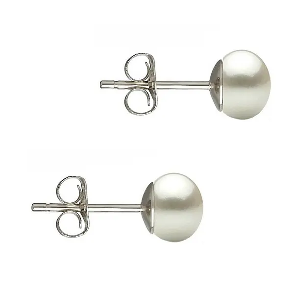 Cercei Perle Albe 5-6 mm, Tip surub, Argint 925 KASKADDA