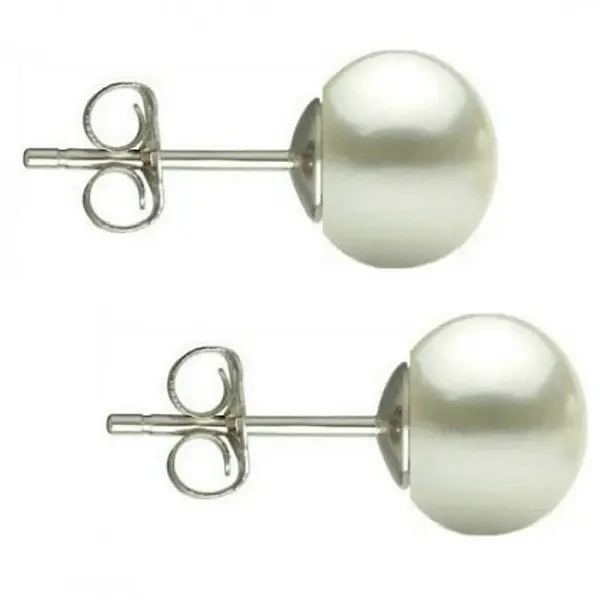 Cercei Perle Albe Naturale 7-8 mm, Tip surub, Argint 925 - Calitate AAA KASKADDA