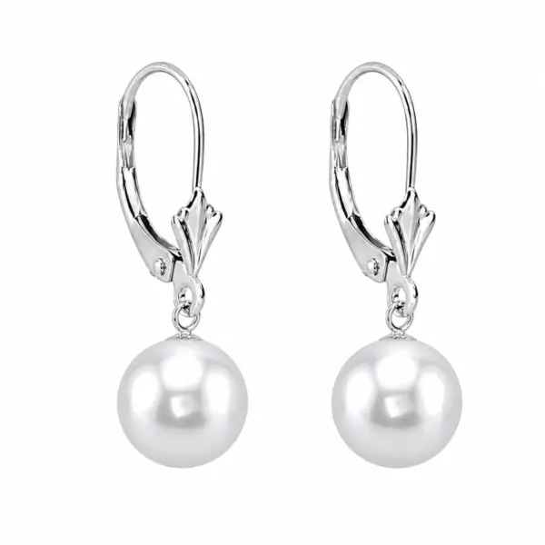 Cercei Perle Japoneze Akoya 7,5-8 mm si Aur Alb 14K, Calitate AAAA KASKADDA
