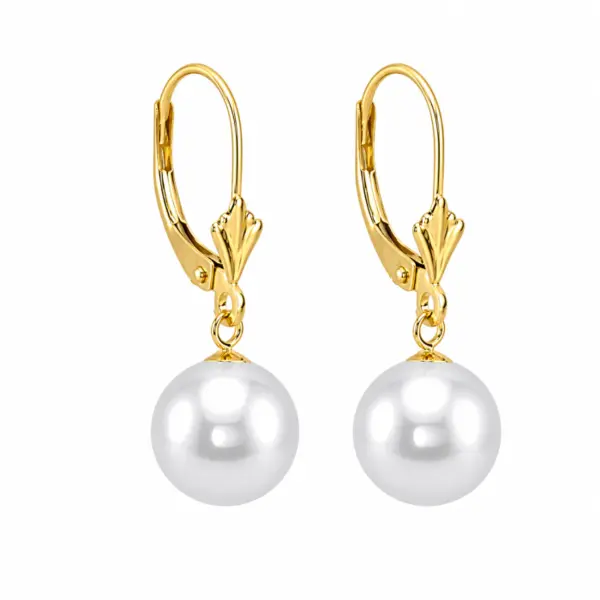 Cercei Perle Japoneze Akoya, Calitate AAAA, 7,5-8 mm si Aur Galben 14K KASKADDA