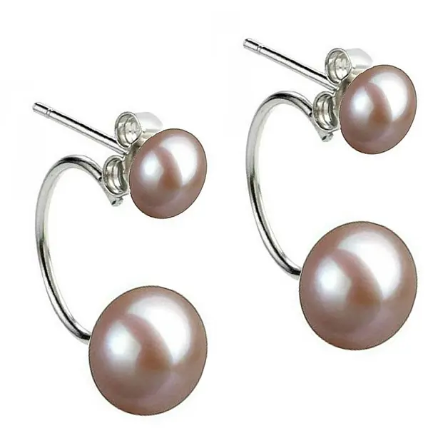 Cercei Perle Lavanda Double 2 in 1, 7-10 mm, Argint 925 Placat cu Platina KASKADDA
