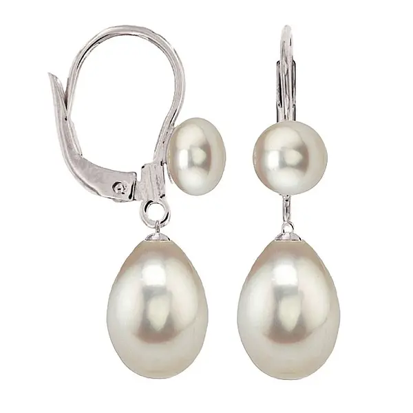 Cercei Perle Mari Albe Princess, Forma Lacrima, Argint 925 KASKADDA