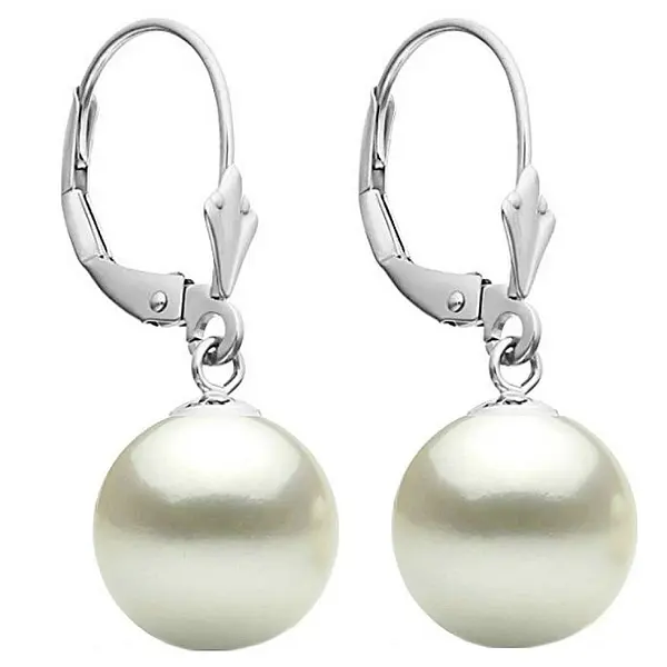 Cercei Perle Mari, Naturale 10 mm, Rotunde AAA, Aur Alb 14K (aur 585), Model Lalea KASKADDA
