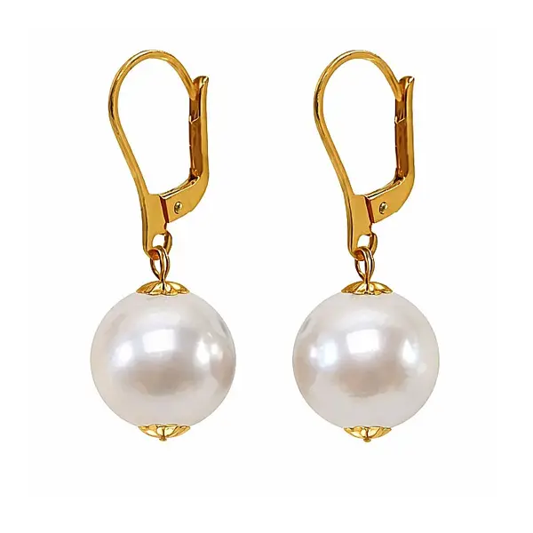 Cercei Perle Mari, Rare Edison de 11,5-12 mm si Aur Galben 14K, Bijuterie de Colectie KASKADDA
