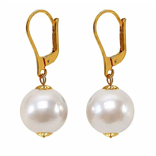 Cercei Perle Mari, Rare Edison de 13,5-14 mm si Aur Galben 14K, Spectacol Natural KASKADDA