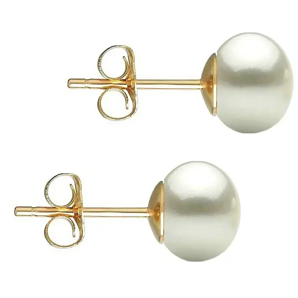 Cercei Perle Naturale Albe 7-8 mm, Aur 14K (aur 585), Calitatea AAA KASKADDA