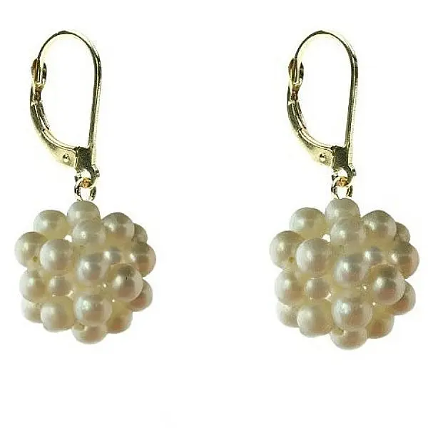 Cercei Perle Naturale Bulgarasi 3-4 mm, Aur 14K (aur 585), Tortita Inchisa KASKADDA