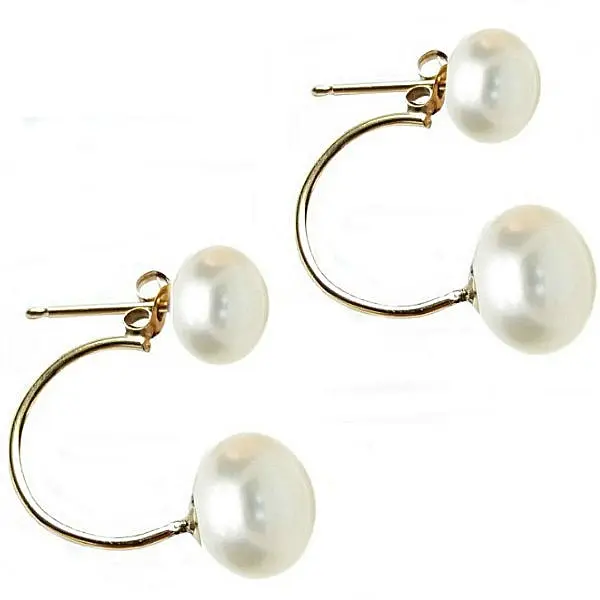 Cercei Perle Naturale Double 7 9 mm, Aur 14K (aur 585), Versatili 2 in 1 KASKADDA