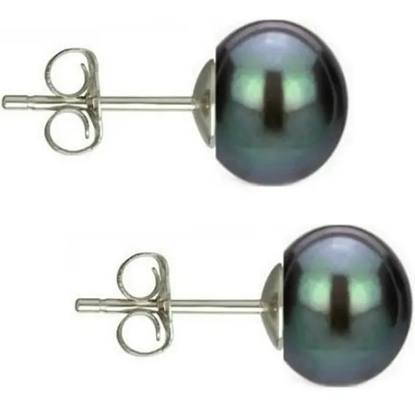 Cercei Perle Negre Naturale 7-8 mm, Tip surub, Argint 925 - Calitate AAA KASKADDA
