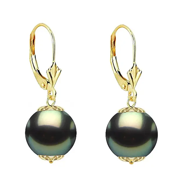 Cercei Perle Tahitiene de 8-9 mm E i Aur Galben 14K, Forma Rotunda KASKADDA
