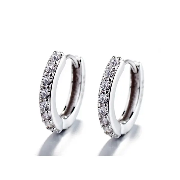 Cercei rotunzi argint 925, JW685, model clasic, placati cu rodiu