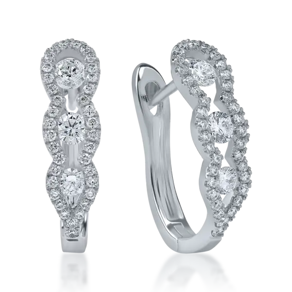 Cercei rotunzi din aur alb cu diamante de 0.48ct