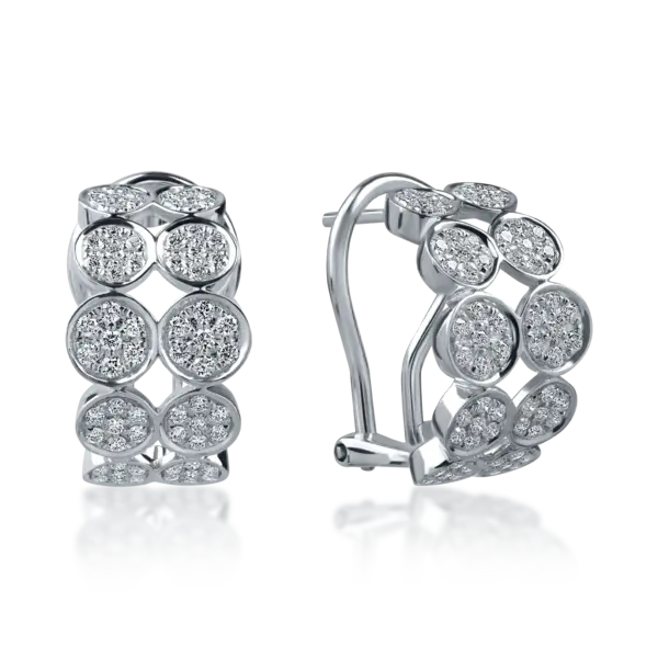Cercei rotunzi din aur alb cu diamante de 0.6ct