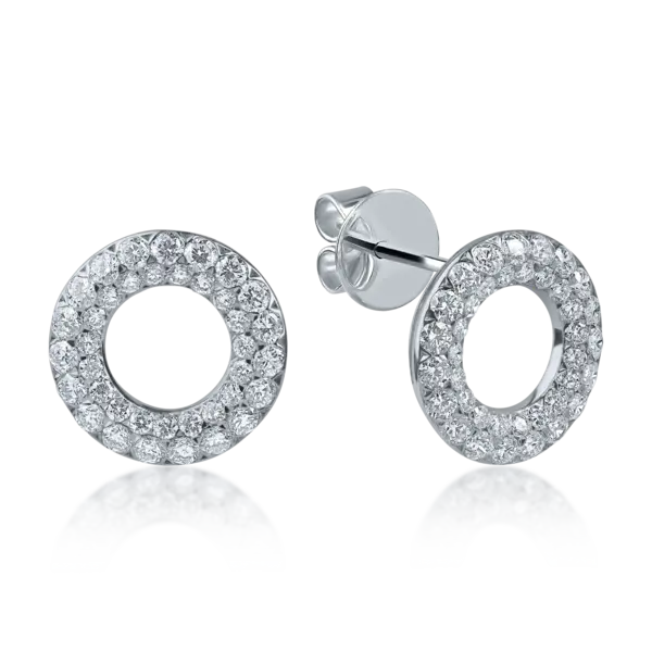 Cercei rotunzi din aur alb cu diamante de 1.04ct