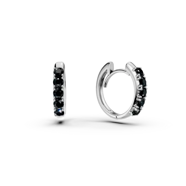 Cercei rotunzi din aur alb cu diamante negre de 0.4ct