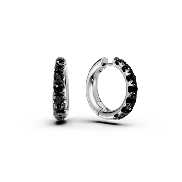 Cercei rotunzi din aur alb cu diamante negre de 0.67ct