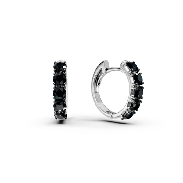 Cercei rotunzi din aur alb cu diamante negre de 1.22ct