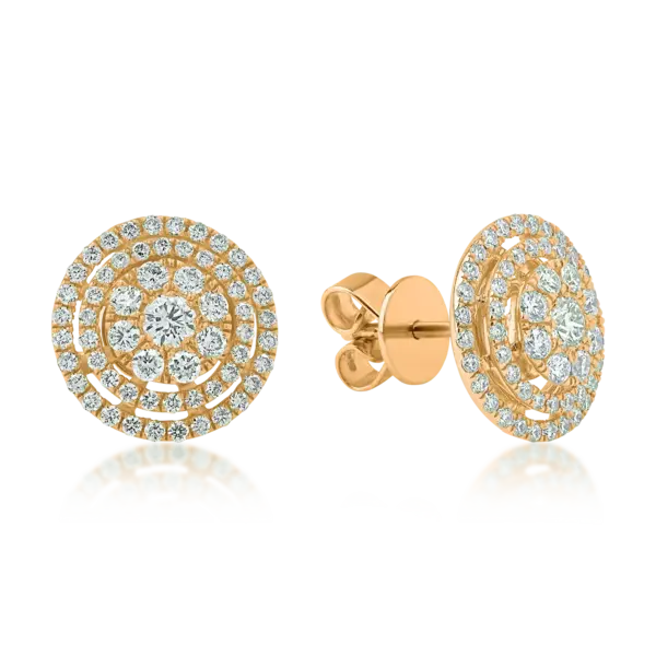Cercei rotunzi din aur galben cu diamante de 0.85ct
